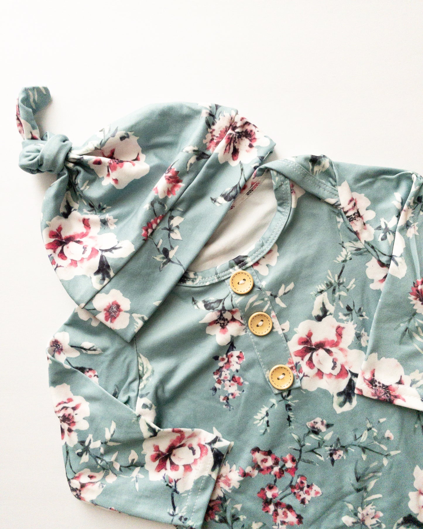 Aqua Floral Baby Sleeping Gown