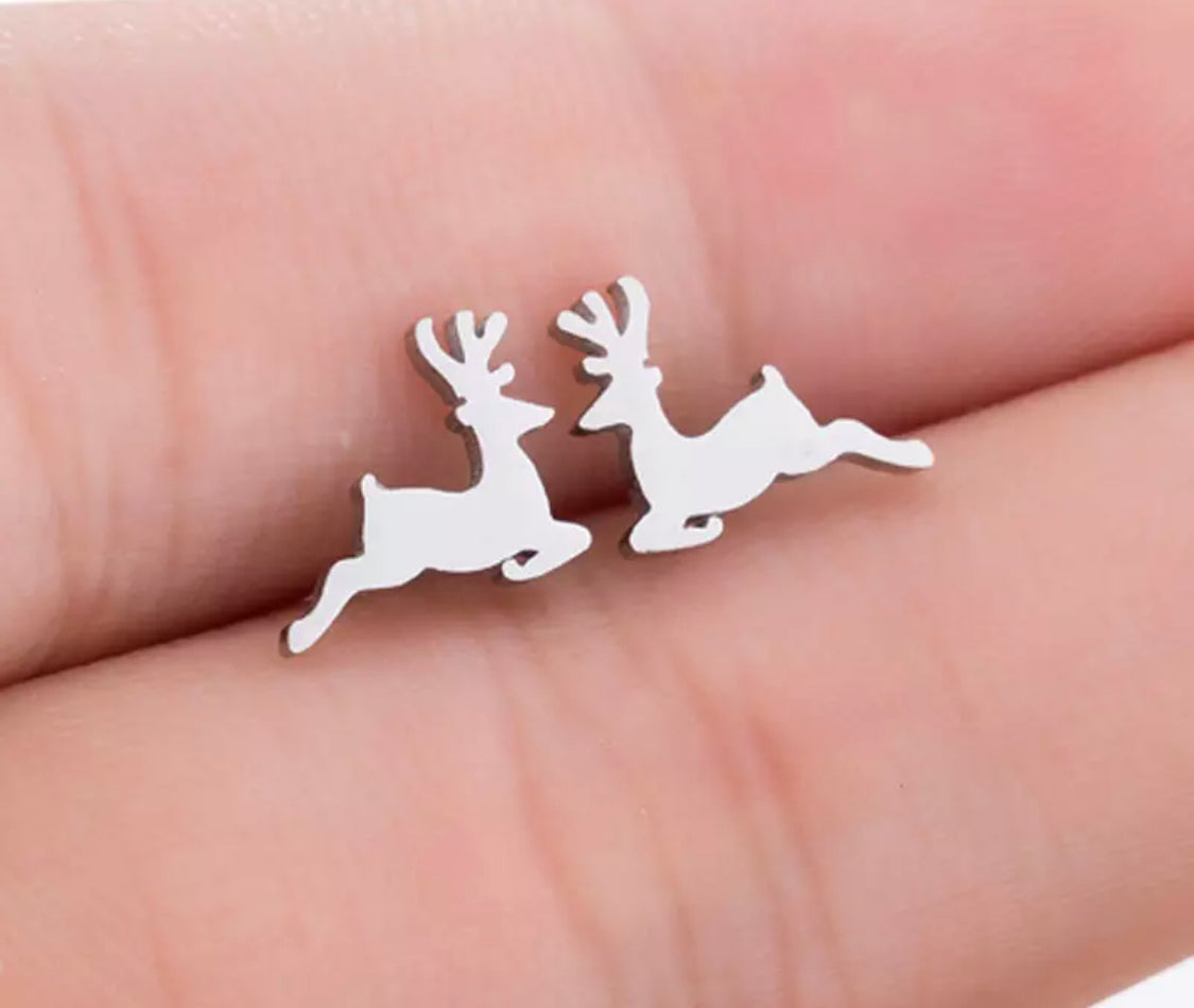 Jumping Reindeer Earring Stud