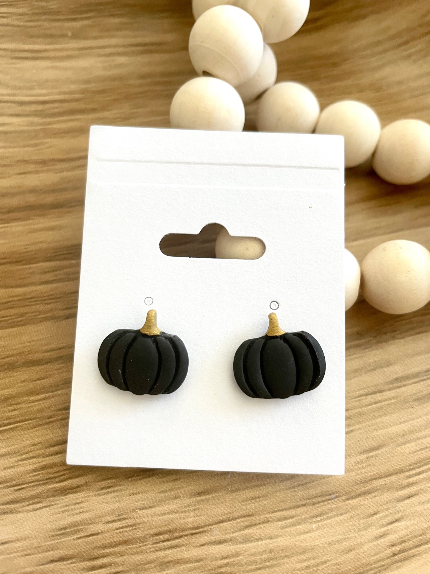 Clay Pumpkin Earrings | Black
