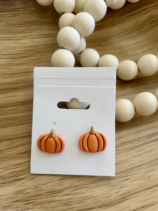 Clay Pumpkin Earrings | Orange