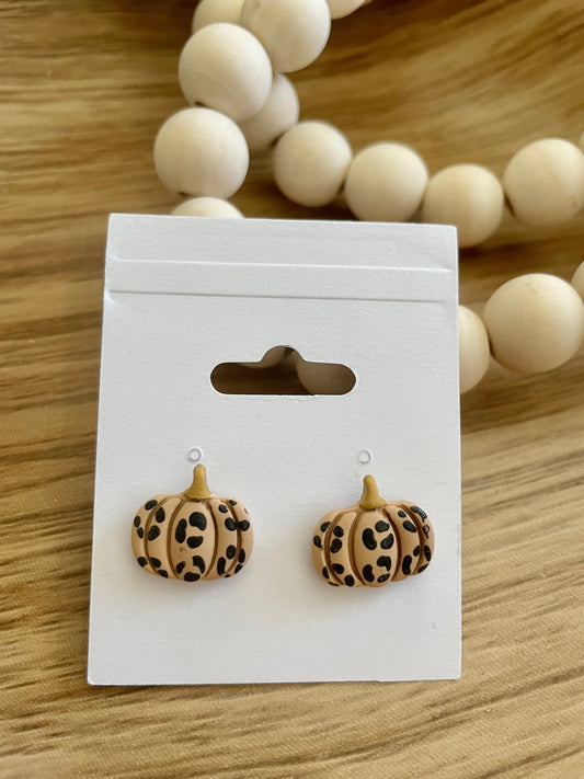 Clay Pumpkin Earrings | Cheetah
