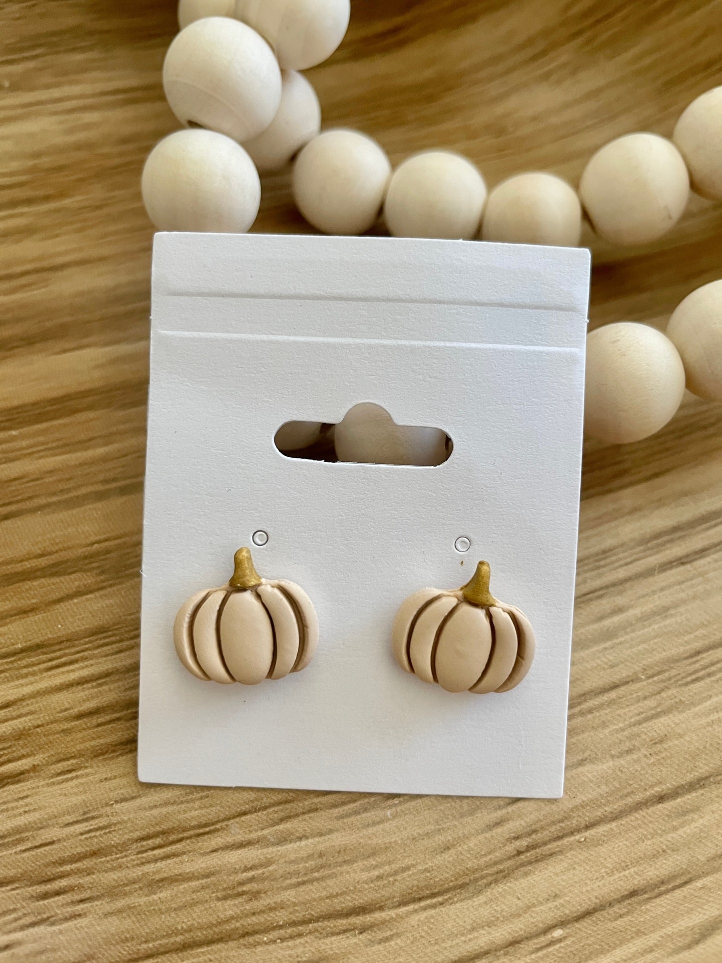 Clay Pumpkin Earrings | Khaki