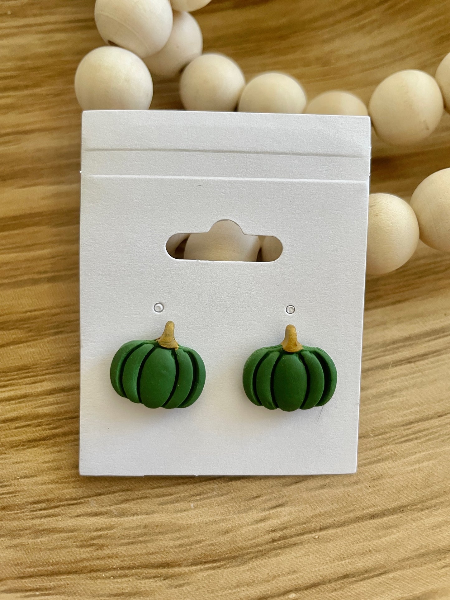Clay Pumpkin Earrings | Green