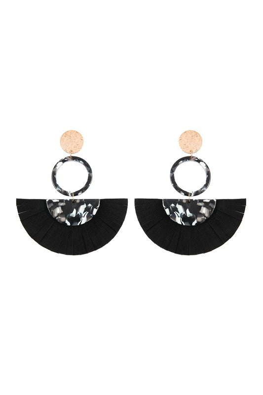 Calissa Fringe Leather Earrings | Black, White or Pink