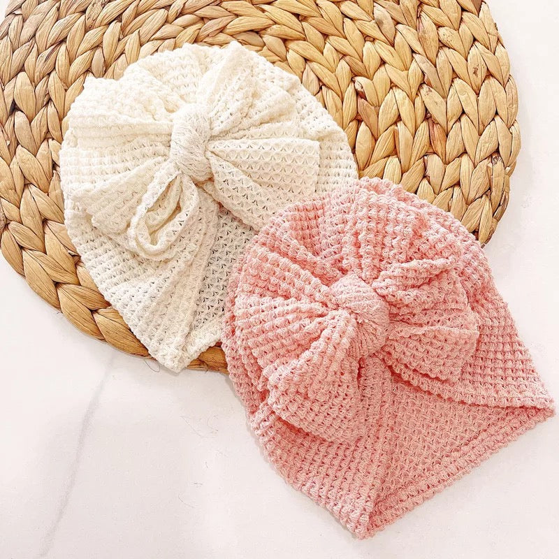 Textured Bow Turban | Pink or Ivory