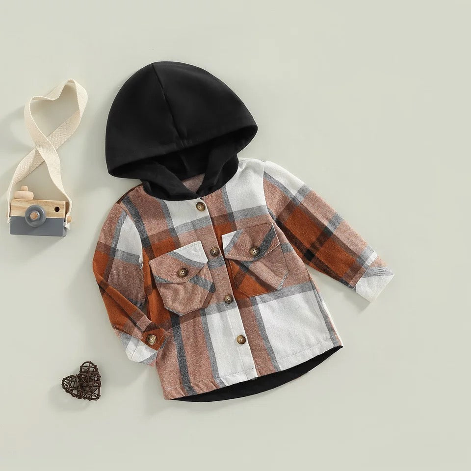 Plaid Button Up Shacket | Brown