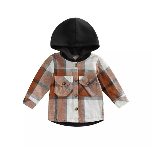 Plaid Button Up Shacket | Brown